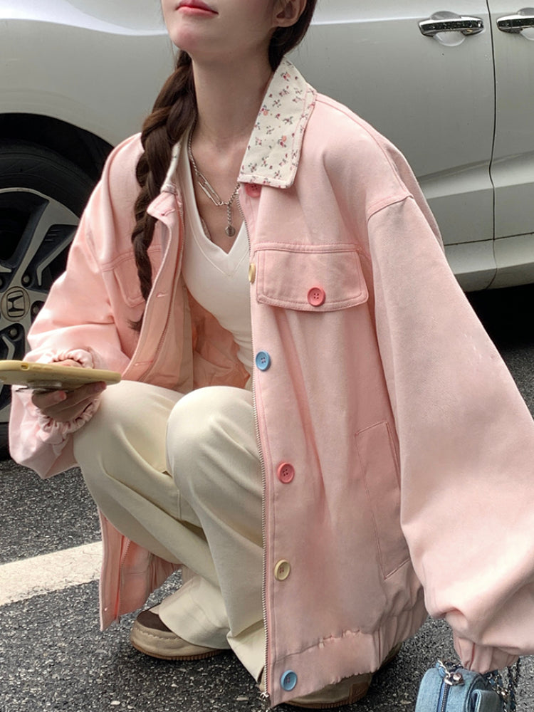 Sweet Atelier Bloom Lapel Denim Jackets-ntbhshop