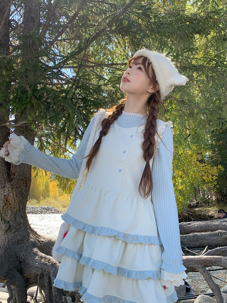 Snowberry Blue Base Top & Tier Dress-Sets-ntbhshop