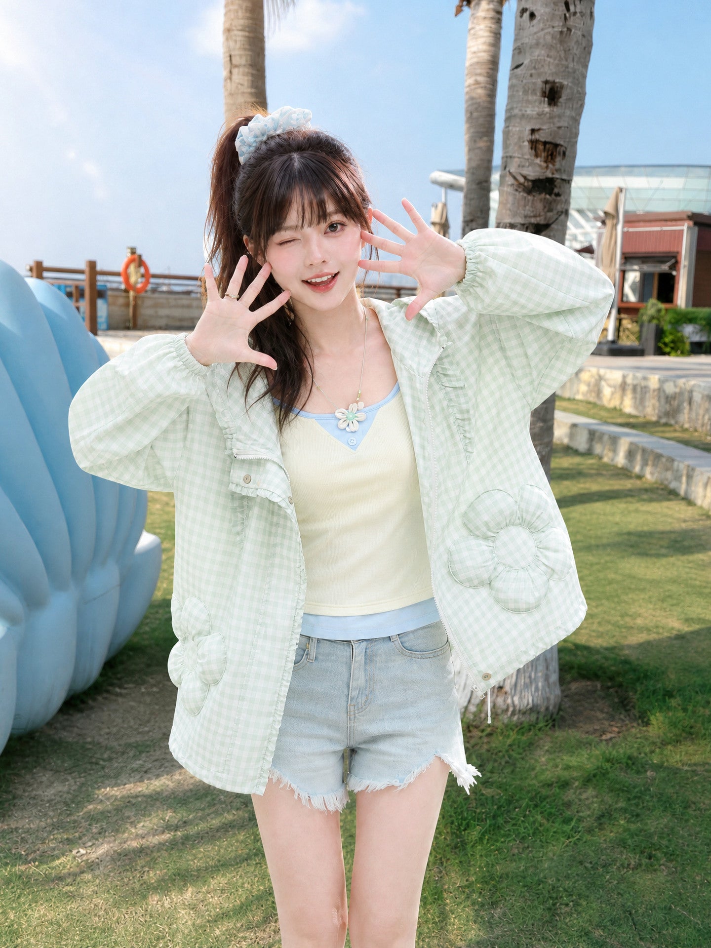 Daisy Gingham Sun Jacket-Outerwear-ntbhshop