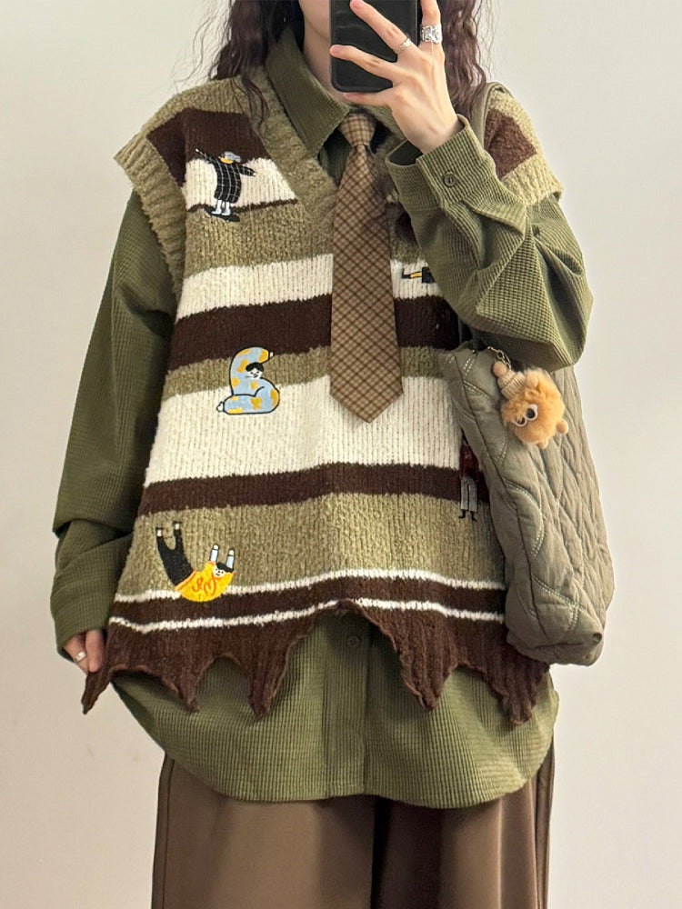 Cartoon Nostalgia Whimsy Knit Vests-ntbhshop