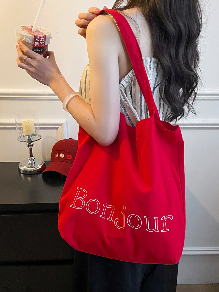 Bonjour Belle Canvas & Denim Tote Bags-ntbhshop