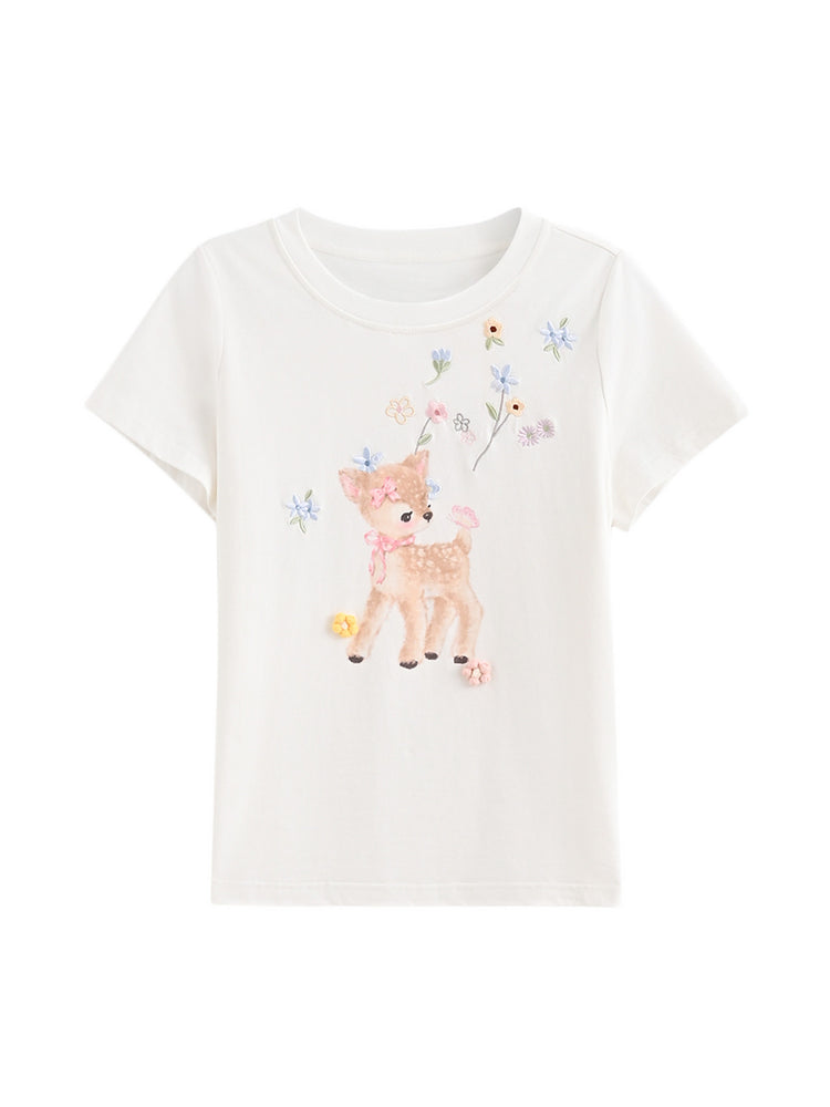 Dear Bambi Flower Tee-Tops-ntbhshop