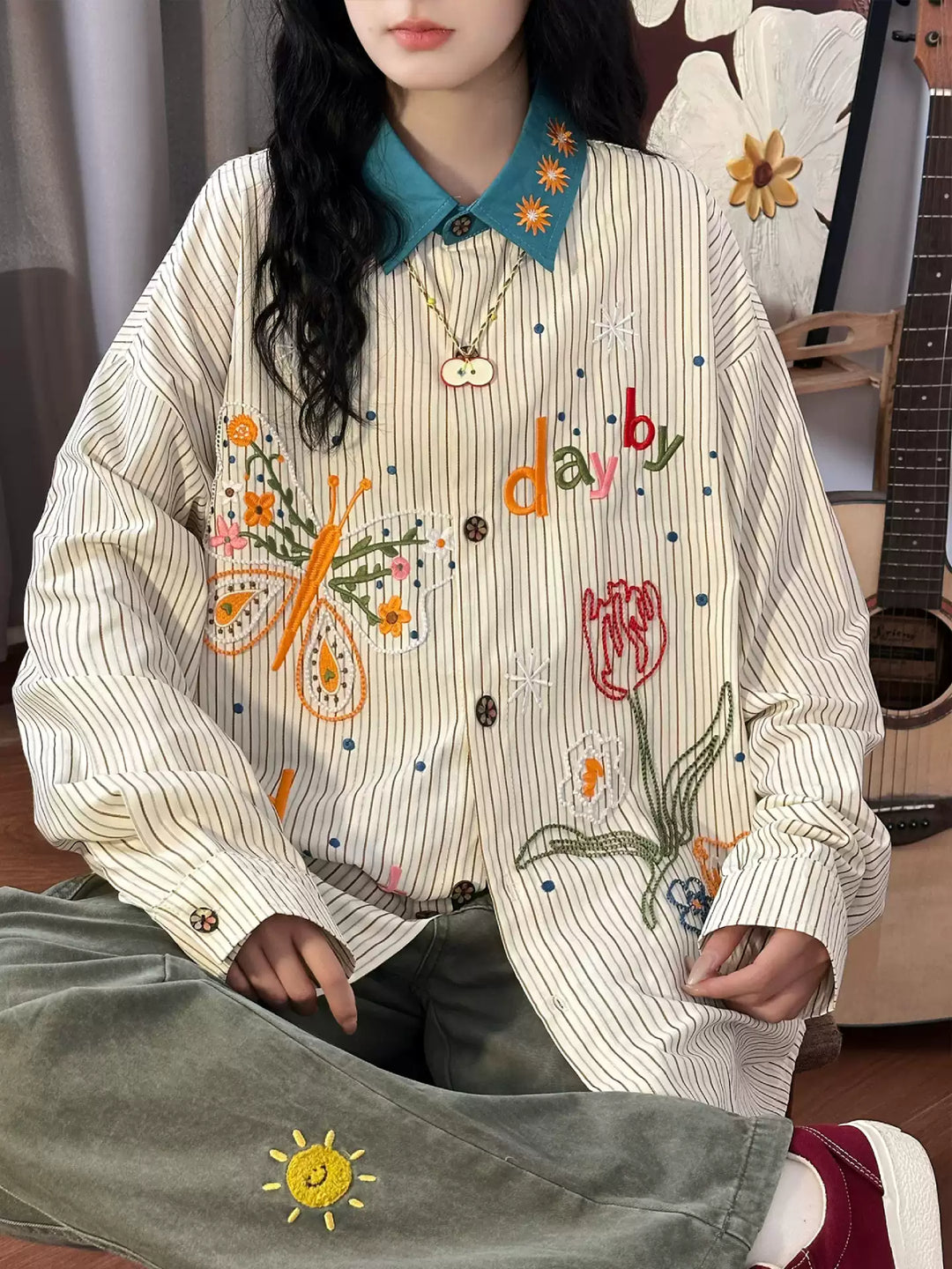 Bright Garden Stripe Shirt-Tops-ntbhshop