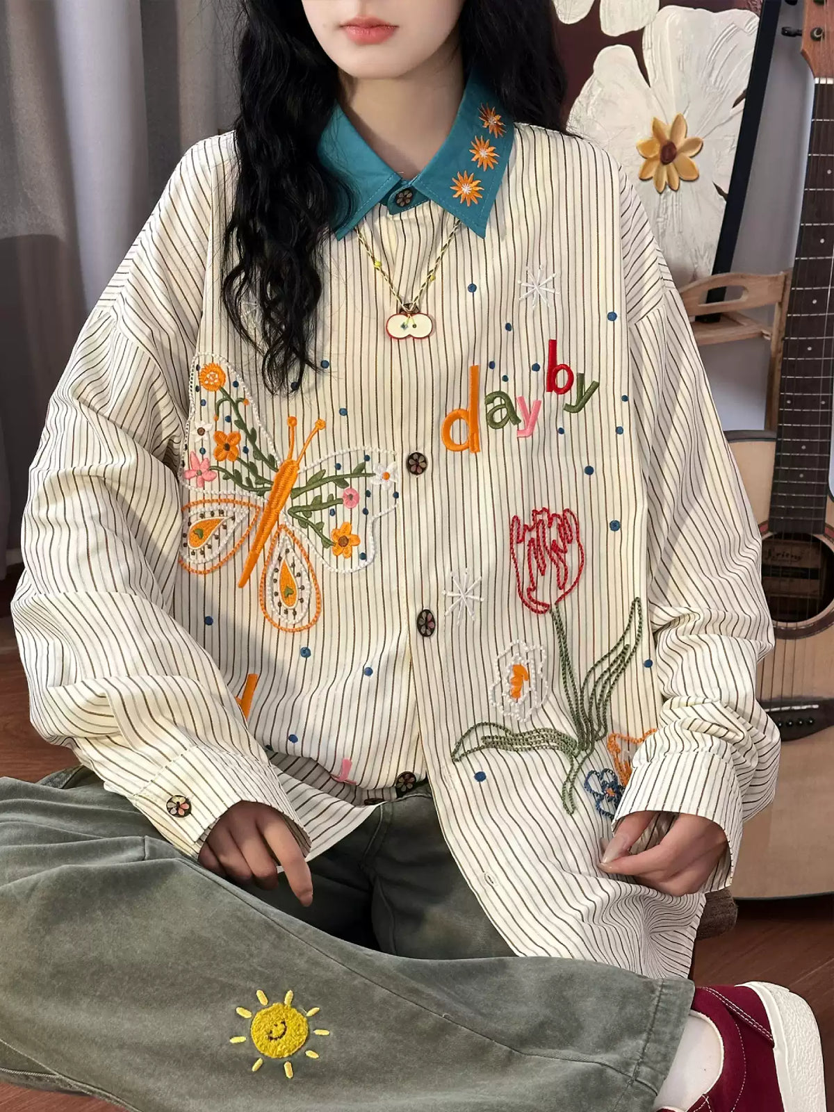 Bright Garden Stripe Shirt-Tops-ntbhshop