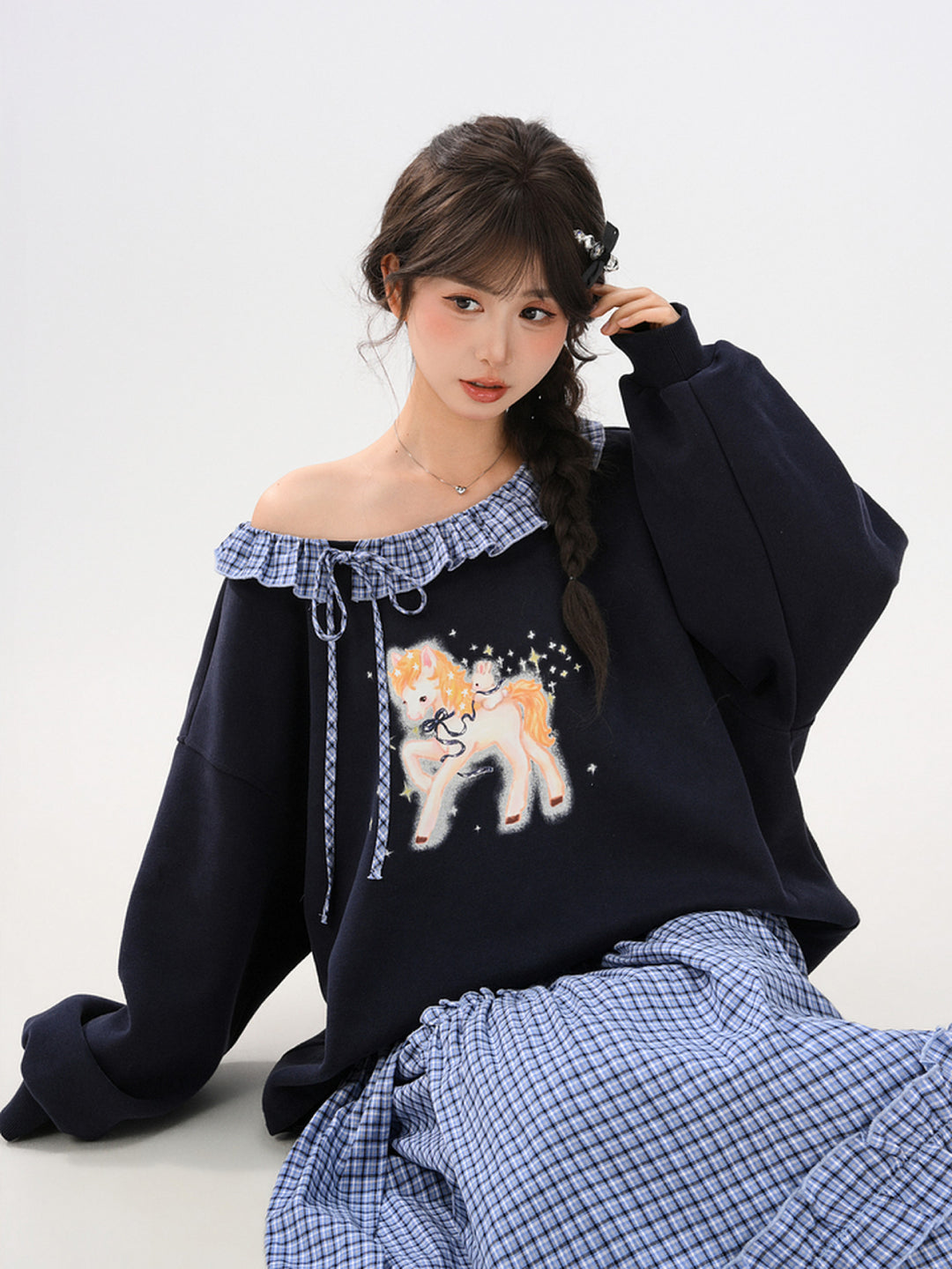 Midnight Unicorn Ruffle Sweatshirt-Tops-ntbhshop