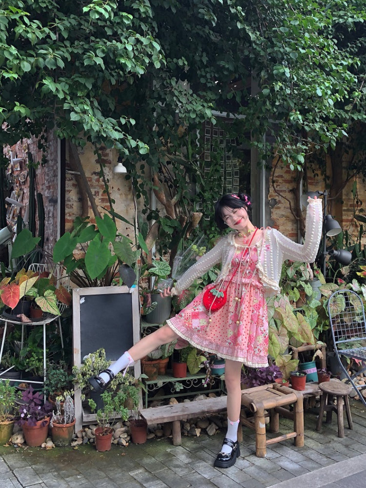 Strawberry Heartbeat Patchwork Slip Dresses-ntbhshop