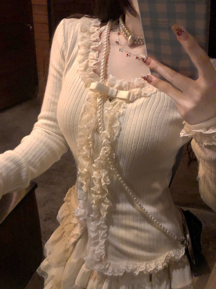 Heart Roll Ballet Knit Blouses-ntbhshop