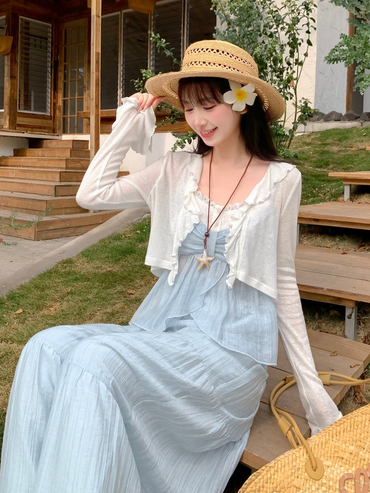 Skyveil Ruffle Sheer Cardigan