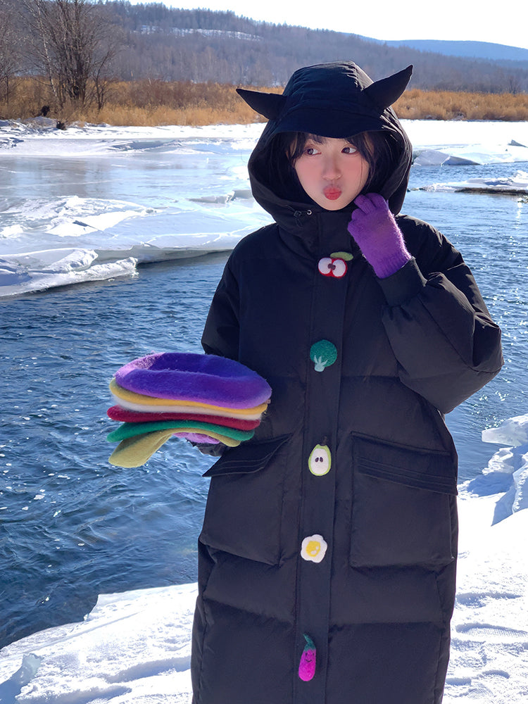Black Devil & Fruit Puffer Coat-ntbhshop