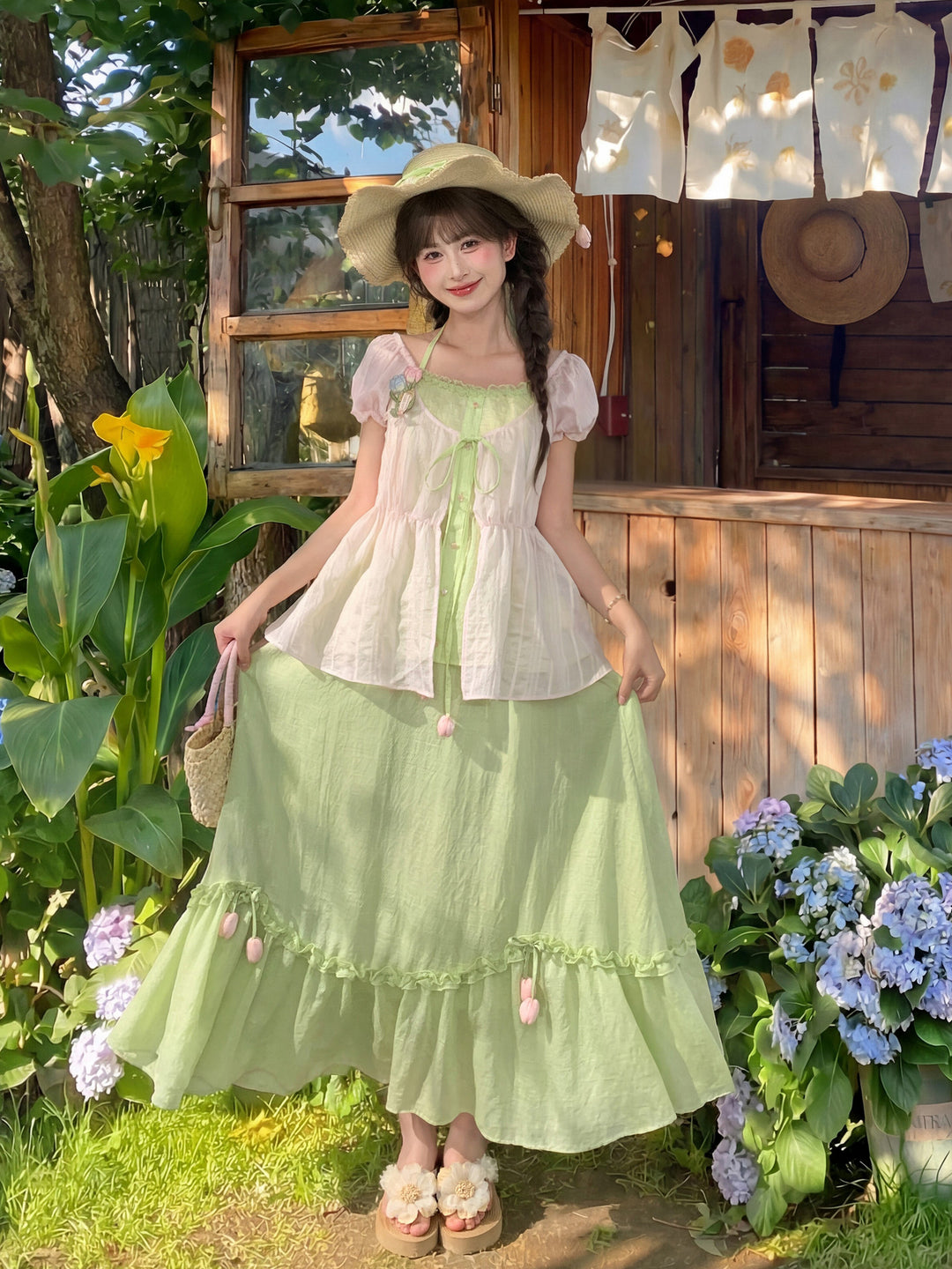 Tulip Bloom Spliced Blouse-Tops-ntbhshop