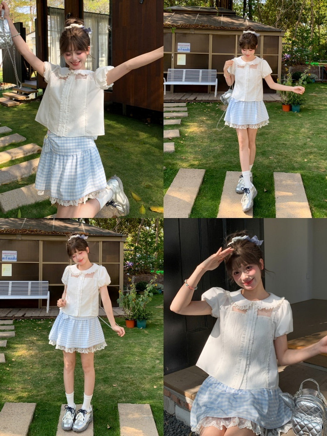 Milk Lace Cotton Babydoll Blouse-Tops-ntbhshop