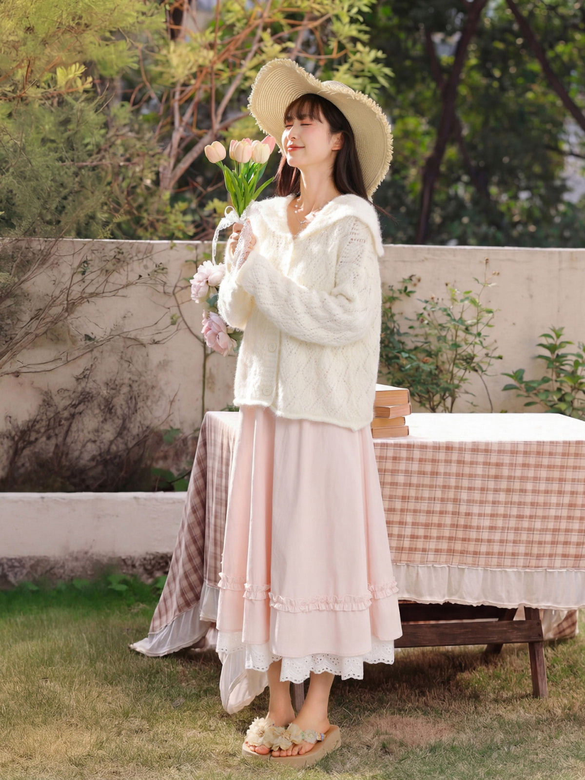 Milk Lace Ruffle Skirts-Bottoms-ntbhshop