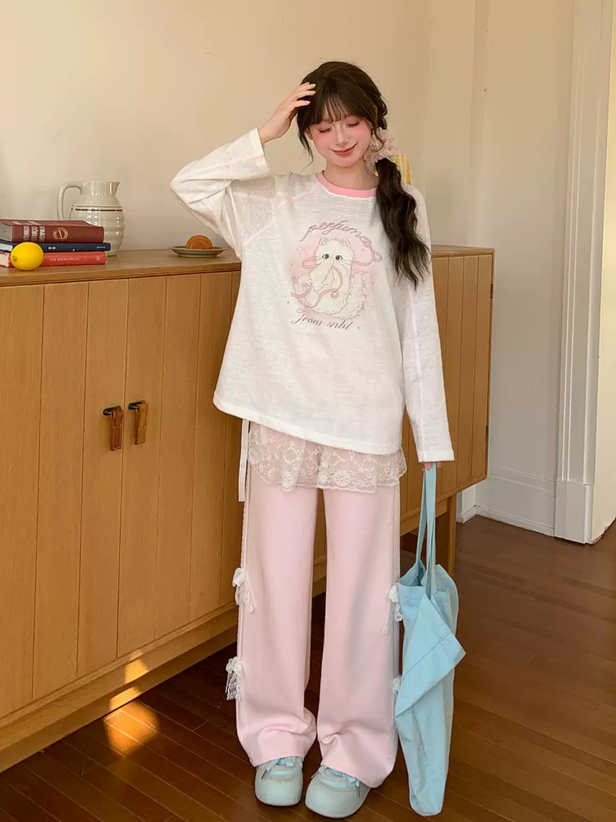 Blush Forest Lace Lounge Pants-Bottoms-ntbhshop