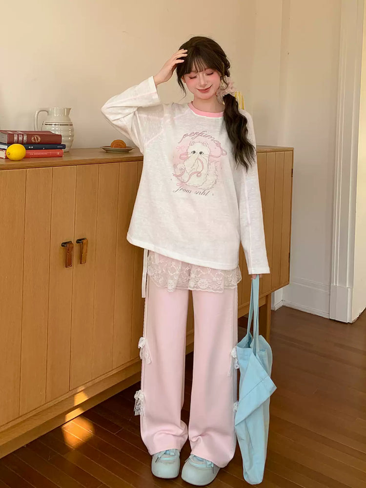 Blush Forest Lace Lounge Pants-Bottoms-ntbhshop