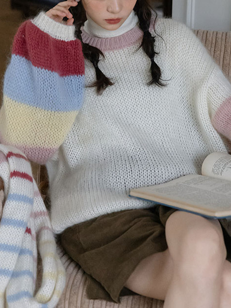 Sunday Sketchbook Colorblock Knit Sweater-ntbhshop