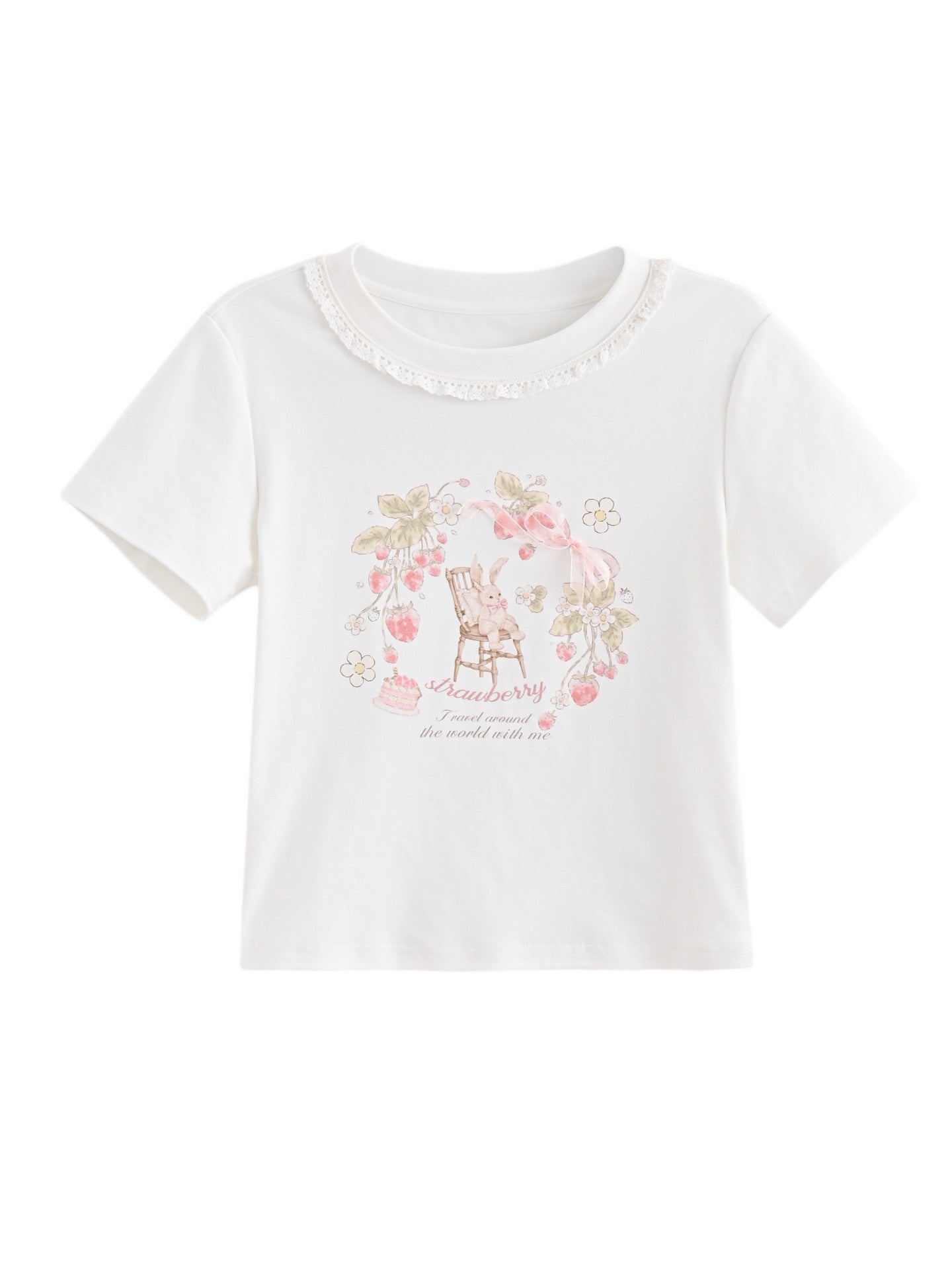 Strawberry Bunny Story Tee-Tops-ntbhshop