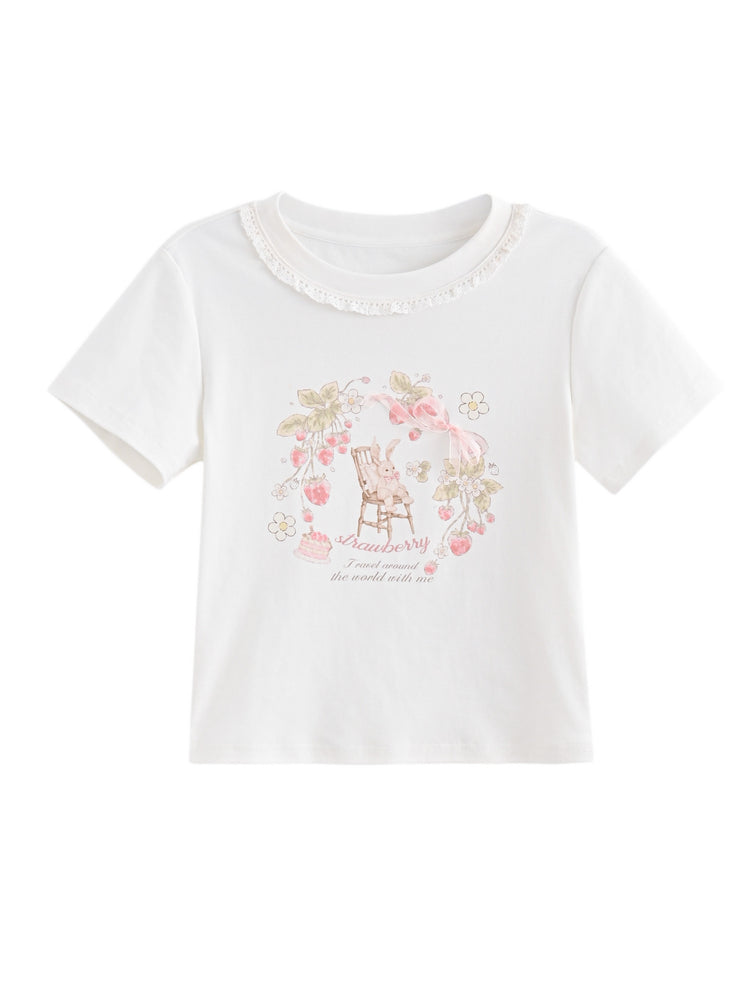 Strawberry Bunny Story Tee-Tops-ntbhshop