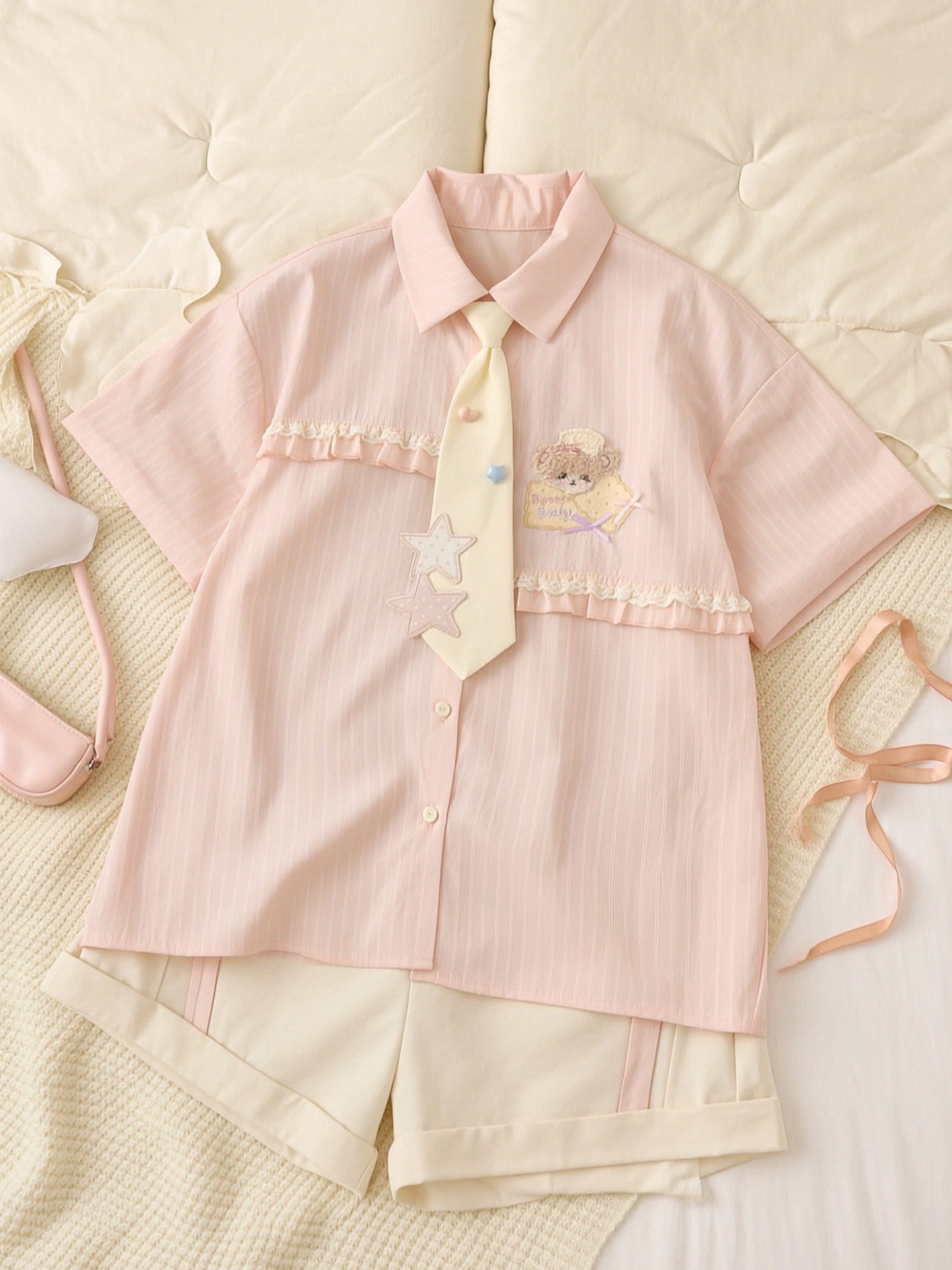 Bakery Bear Tie Shirt-Tops-ntbhshop
