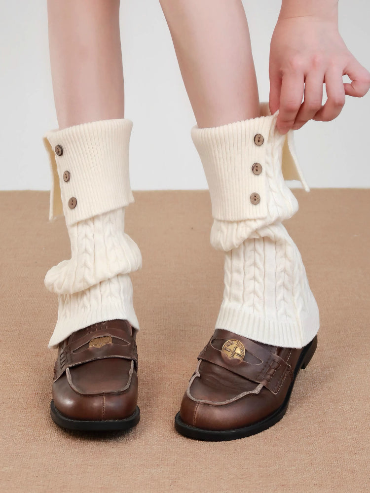 Sweater Collar Button Leg Warmers-ntbhshop