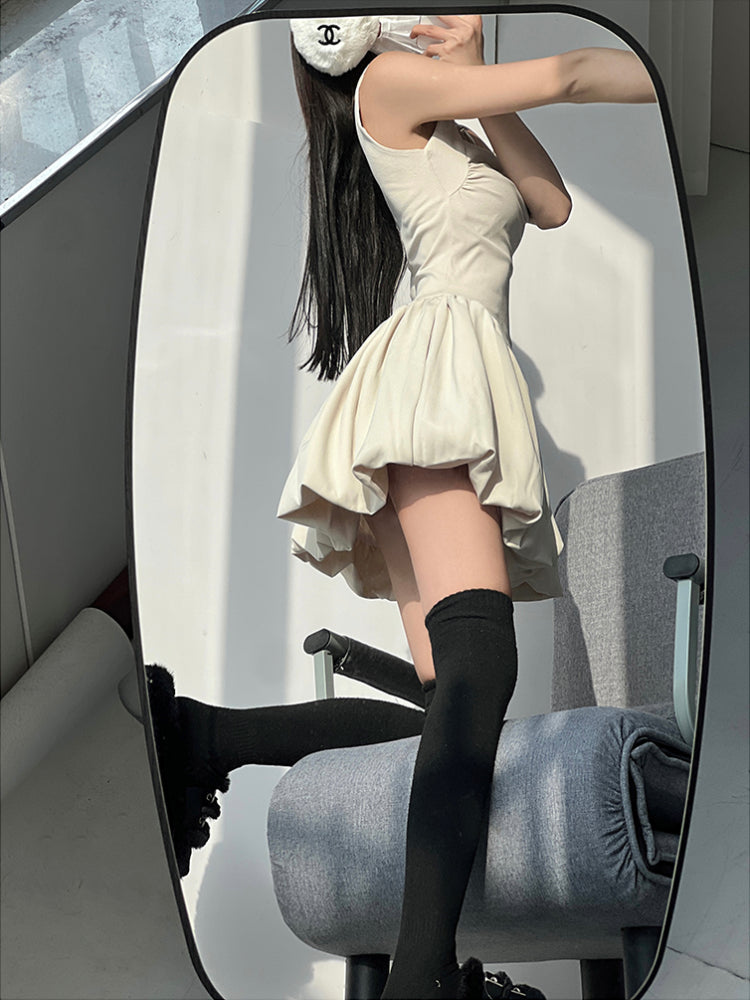 Fluffy Square Neck Bubble Dresses-ntbhshop