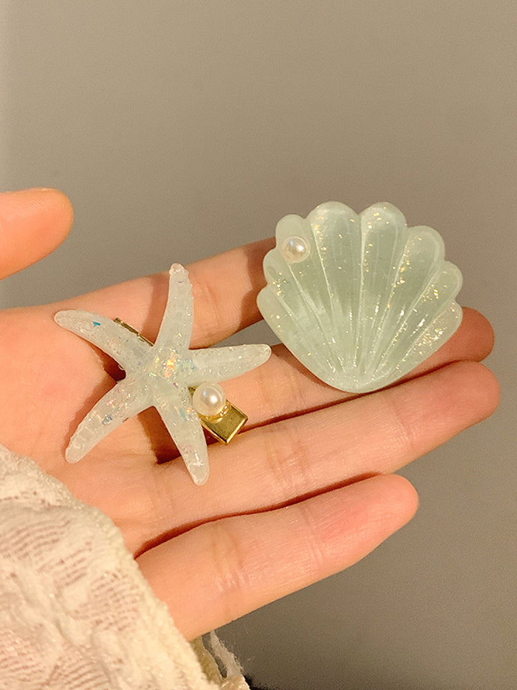 Mermaid Starfish & Shell Side Hair Clips-ntbhshop