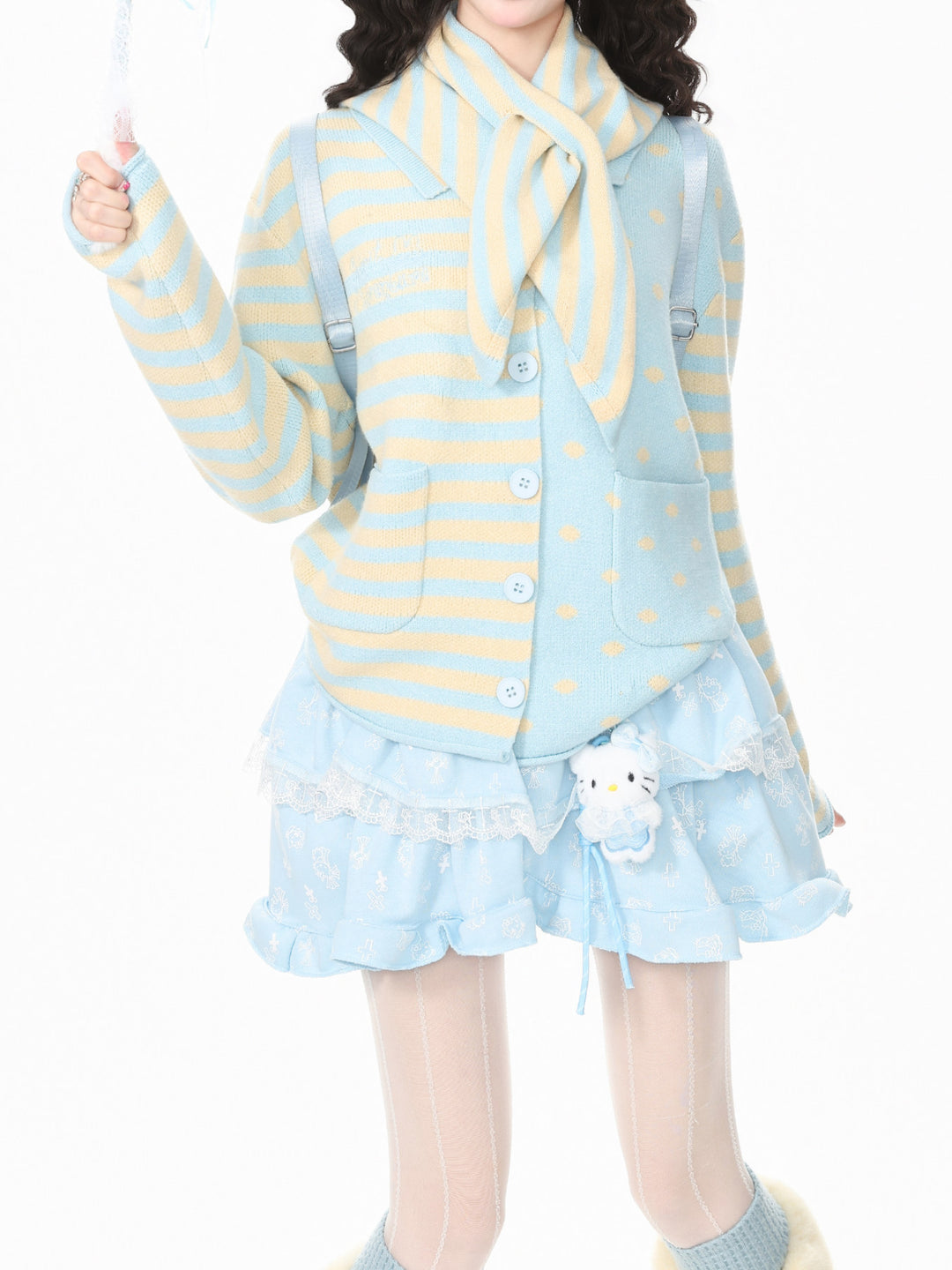 Candy Stripe Scarf Cardigans-Outerwear-ntbhshop