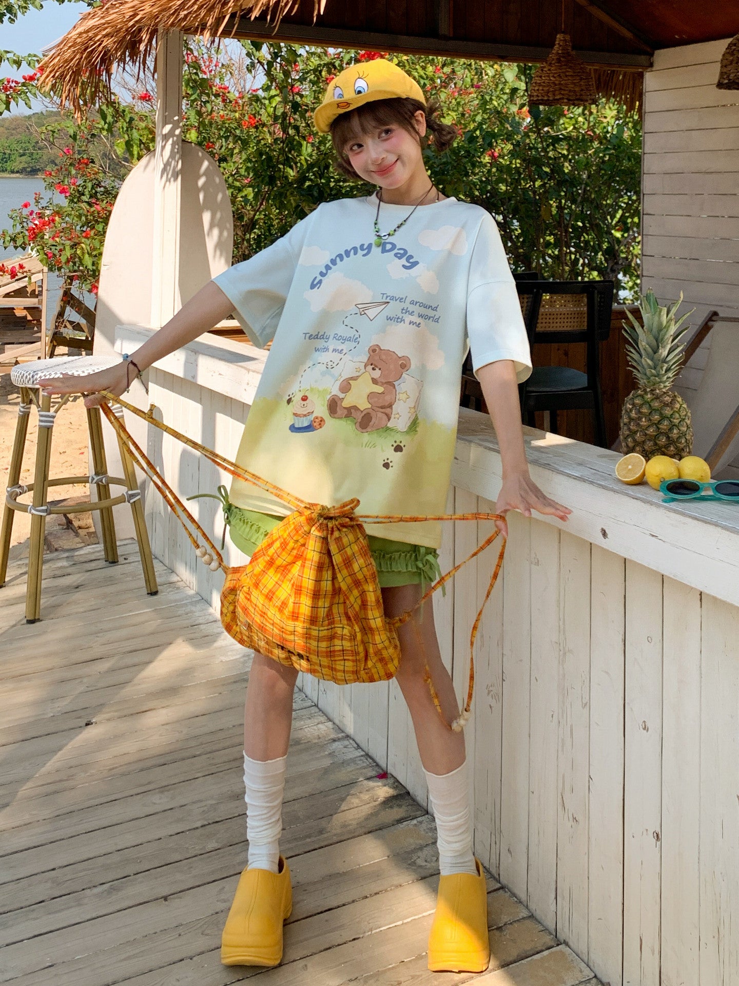 Sunny Day Bear Tee-Tops-ntbhshop