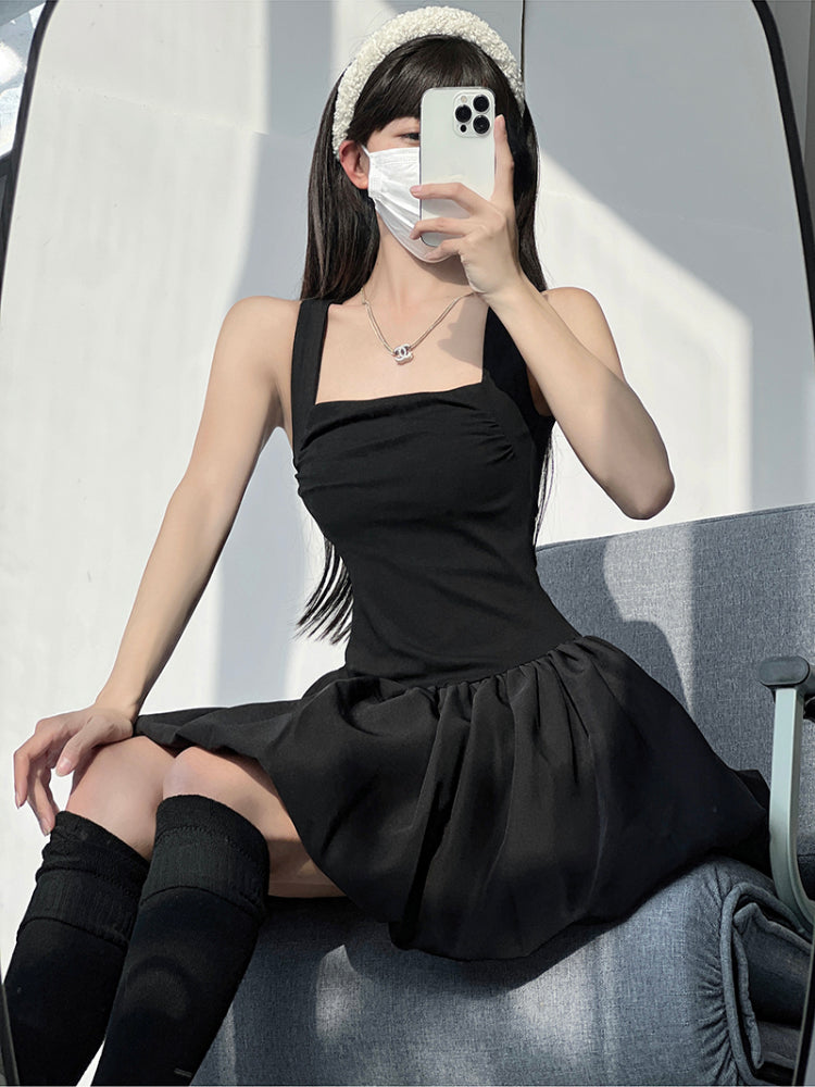 Fluffy Square Neck Bubble Dresses-ntbhshop