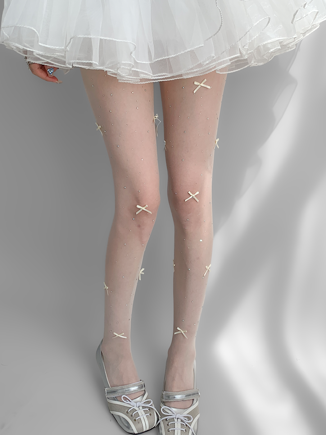 Crystal Swan Bow Sheer Tights-ntbhshop