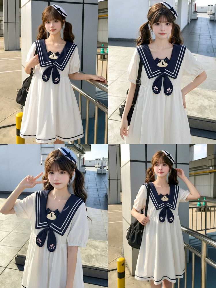 Milk Cat Sailor Dress-Dresses-ntbhshop