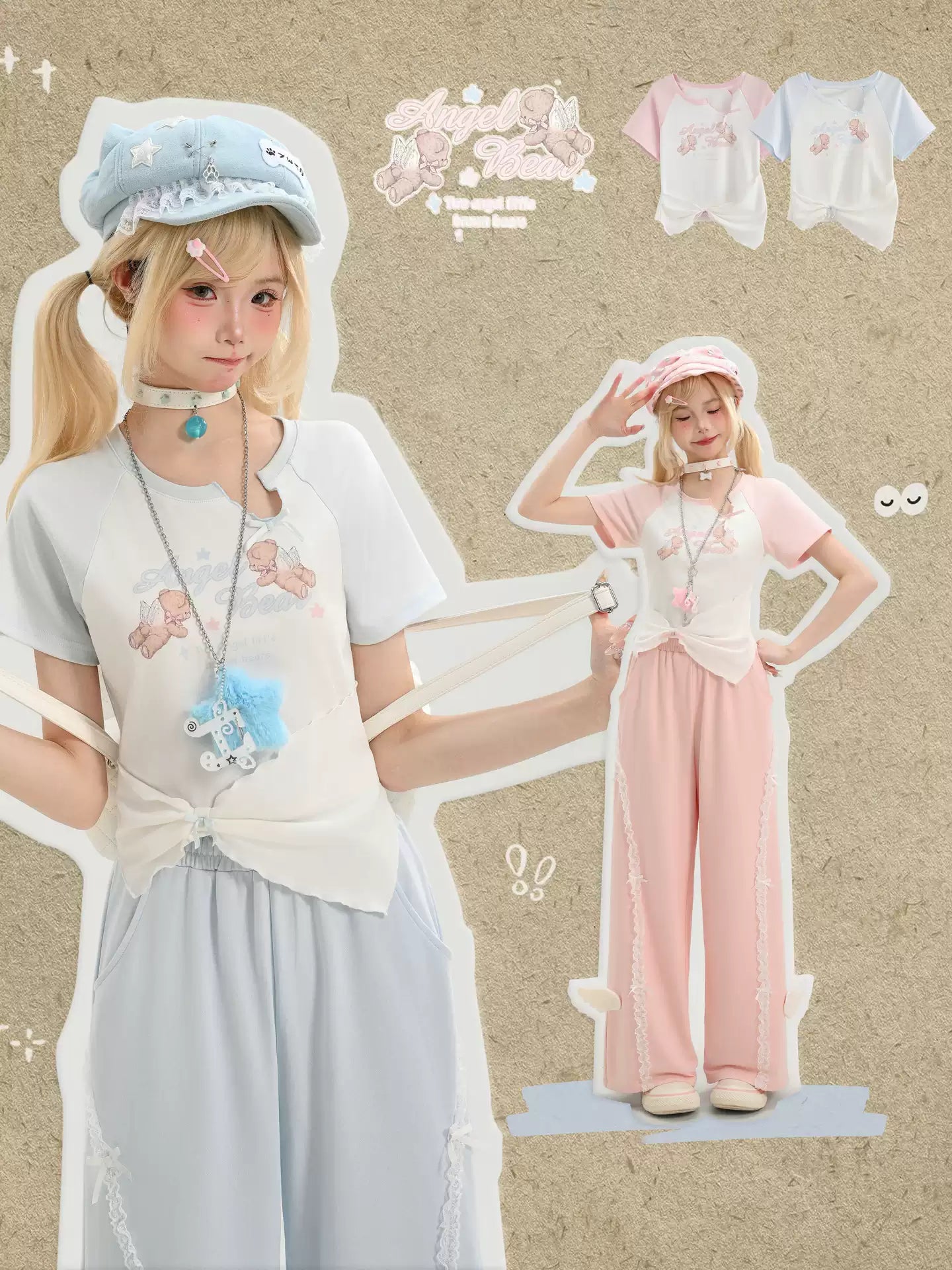Angel Bear Twist Tees-Tops-ntbhshop