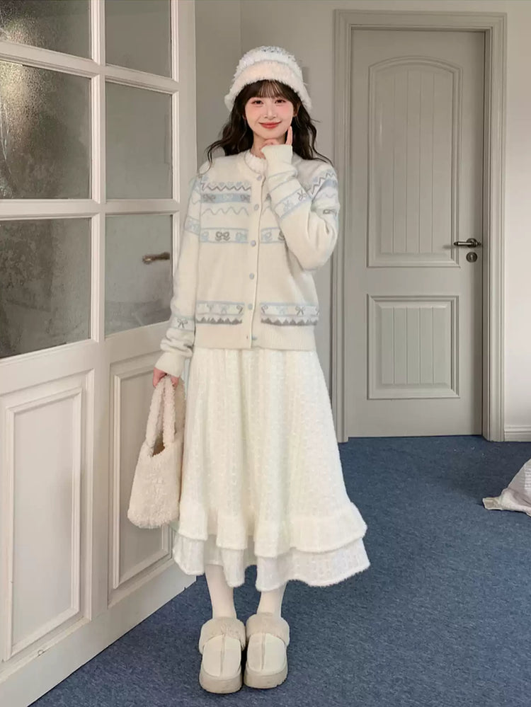 Cloud Ribbon Knit Cardigan-Outerwear-ntbhshop