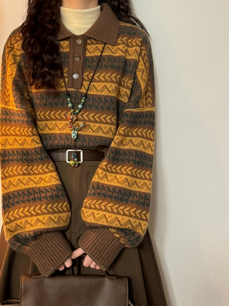 Mustard Grove Polo Knit Sweater-ntbhshop