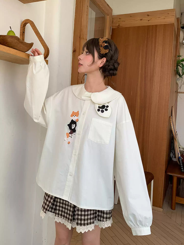 Milk Paws Doll Collar Blouse-Tops-ntbhshop