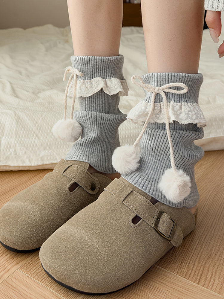 Snow Puff Lace Leg Warmers-ntbhshop