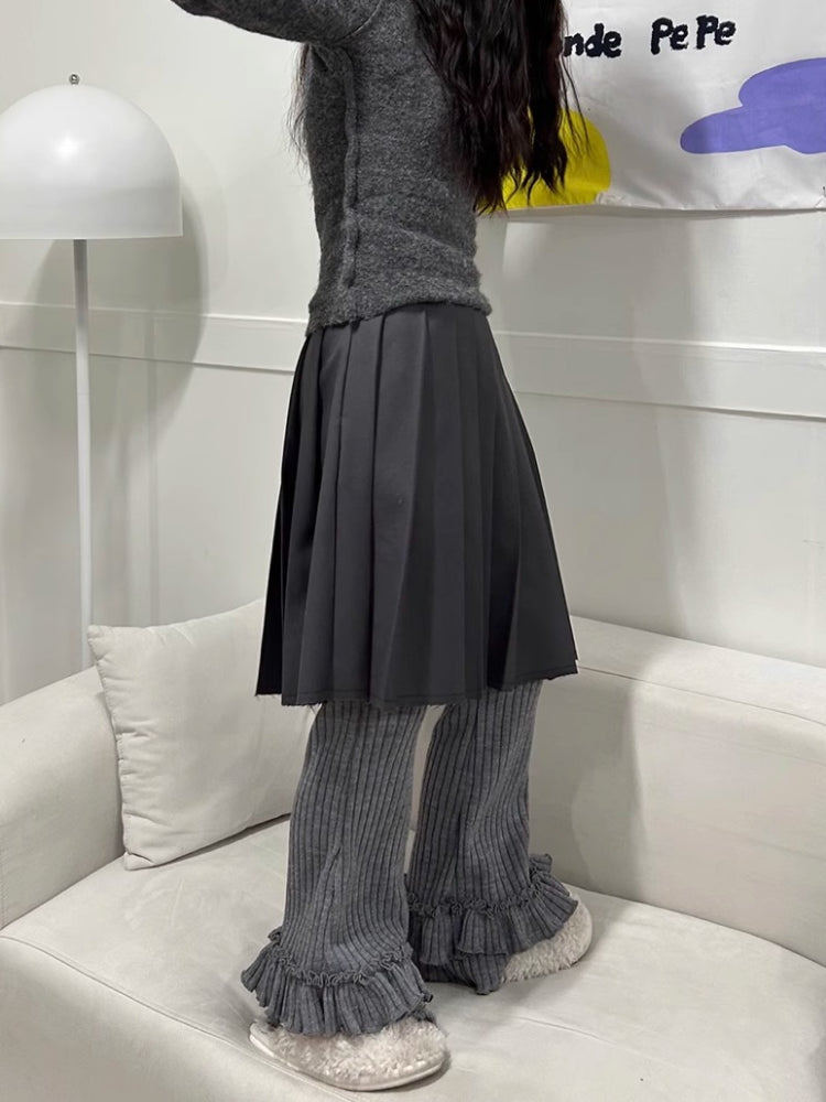 Ruffle Verse Stretch Knit Pants-ntbhshop