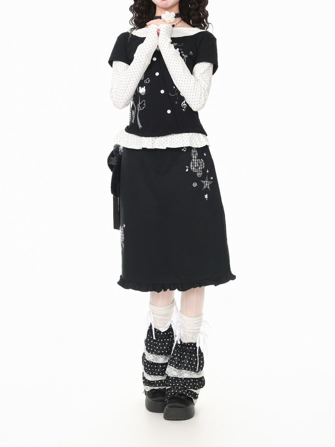 Whimsy Melody Cotton Midi Skirts-Bottoms-ntbhshop