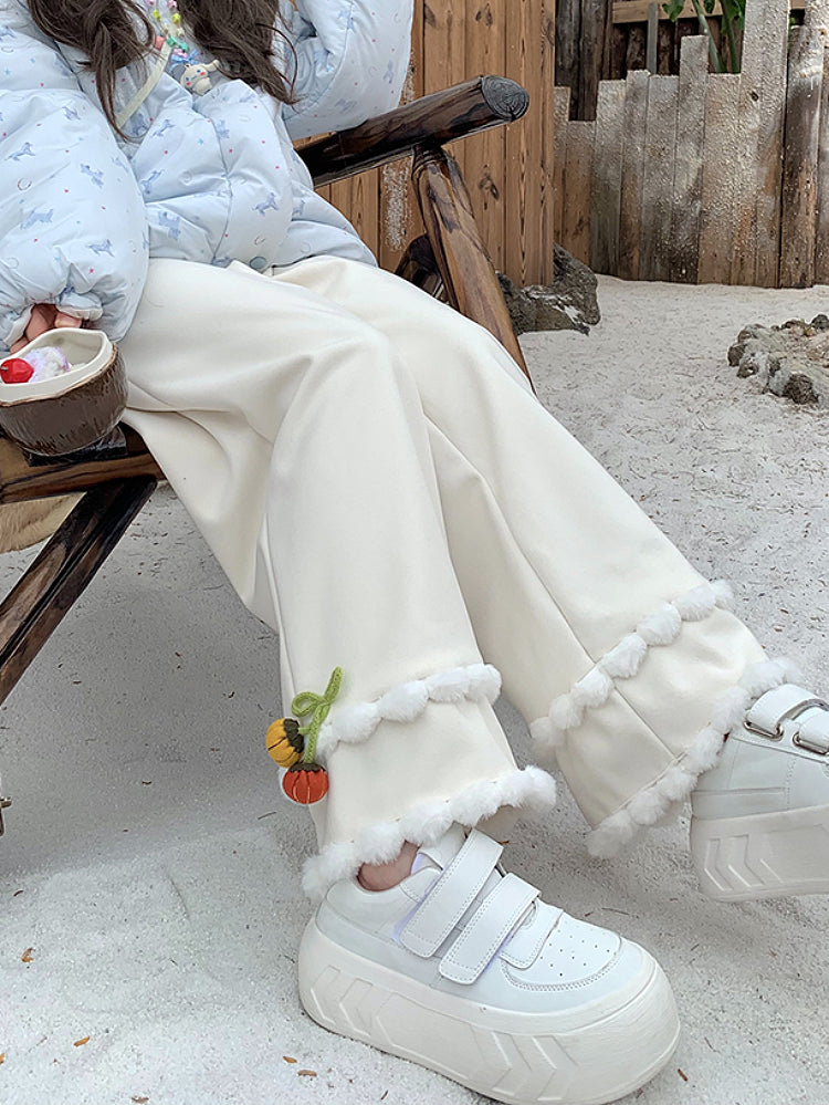 Pumpkin Pom Pom Straight Pants-Bottoms-ntbhshop