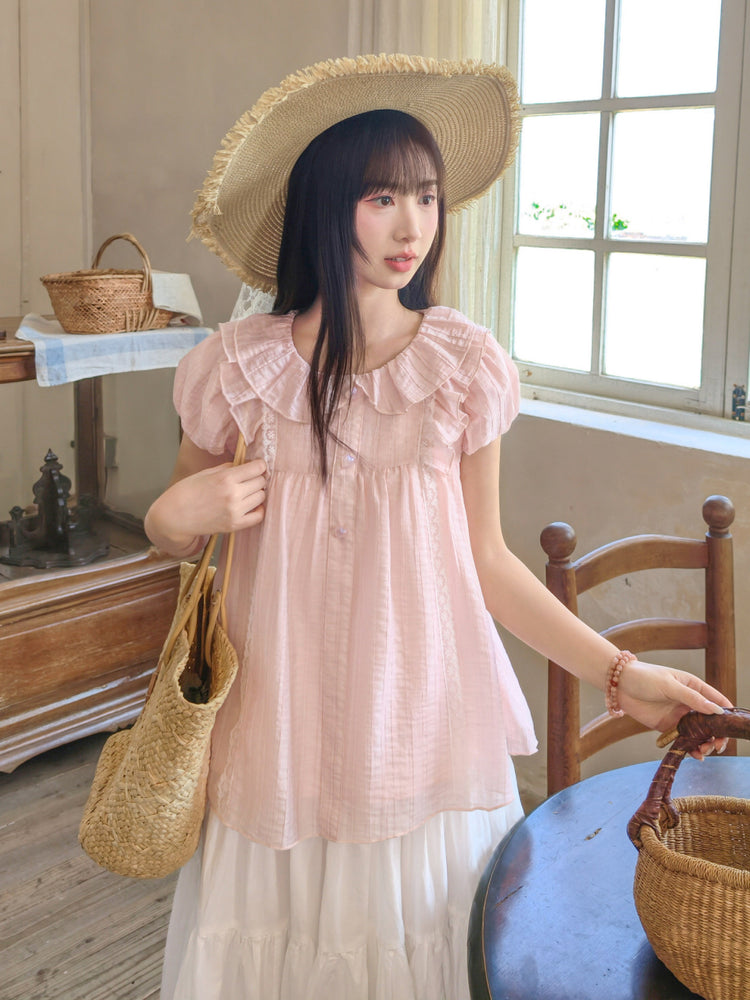 Soft Doll Collar Blouses-Tops-ntbhshop