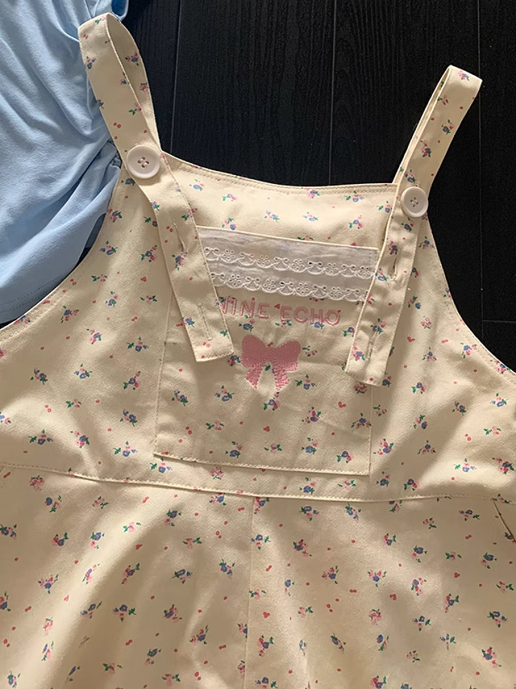 Vanilla Bow Bubble Overall Shorts-ntbhshop