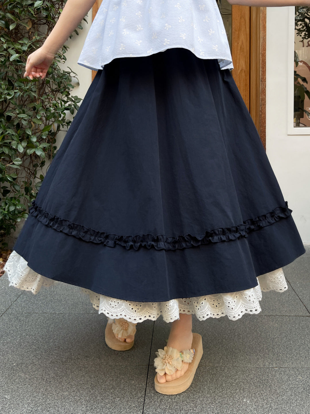Milk Lace Ruffle Skirts-Bottoms-ntbhshop