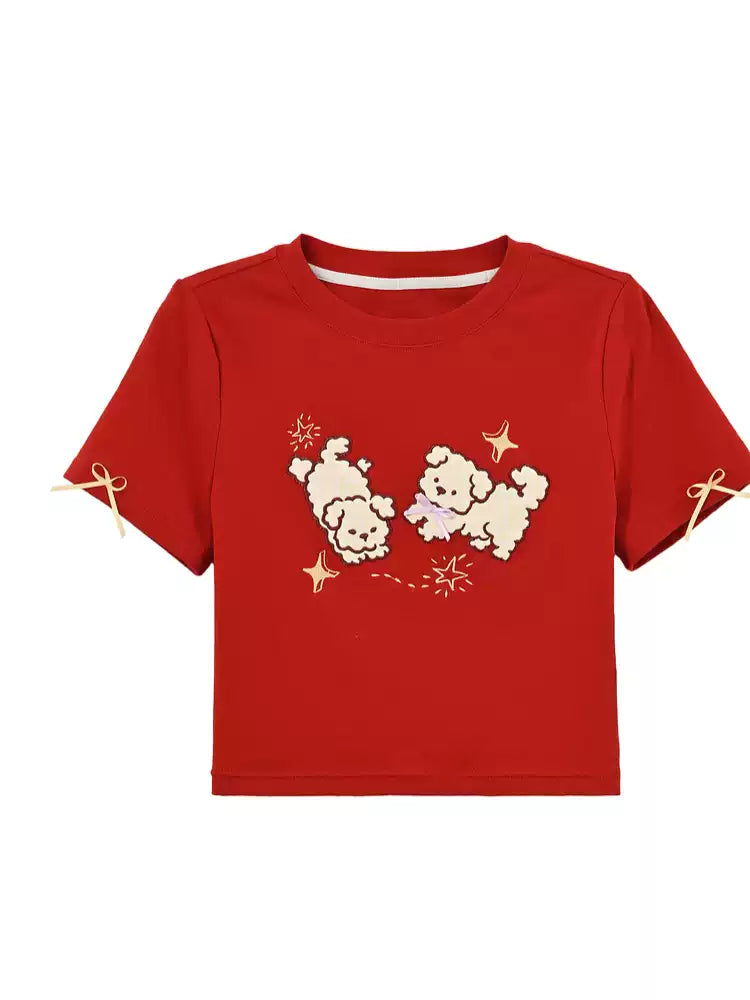 Cherry Puppy Crop Top-Tops-ntbhshop
