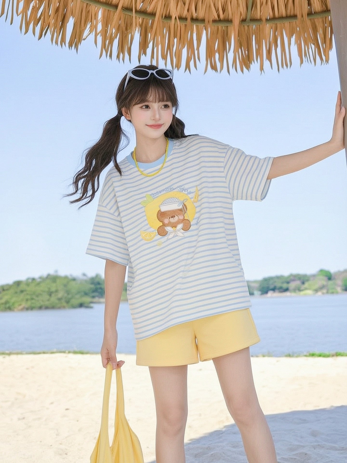 Lemon Sailor Bear Tee-Tops-ntbhshop