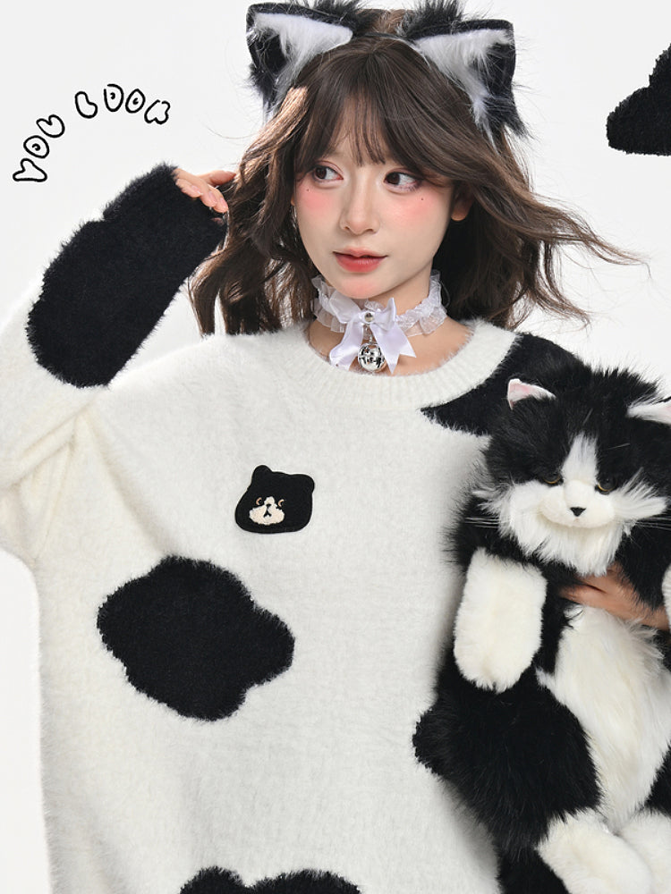 Black Kitten Sweater & Overall Pants-ntbhshop