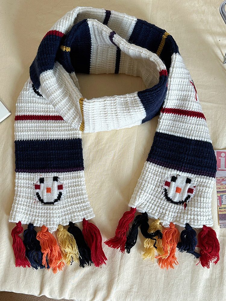 Smiley Snowman Tassel Scarf-ntbhshop