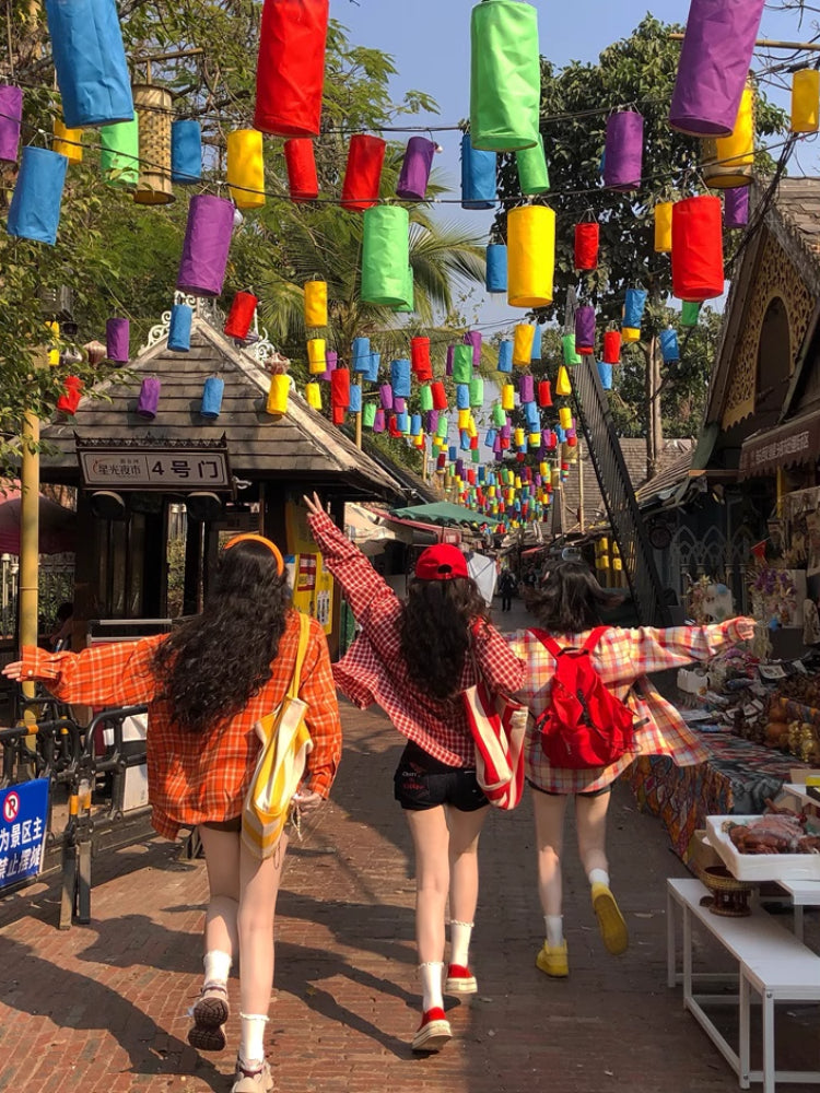 Rainbow Crush Oversize Check Shirts-ntbhshop