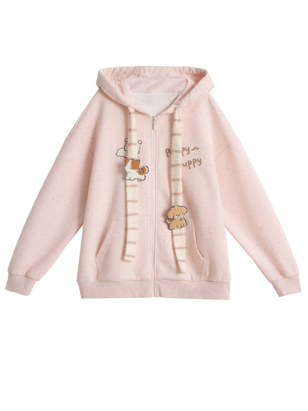 Puppy Scarfy Zip Hoodie-Tops-ntbhshop