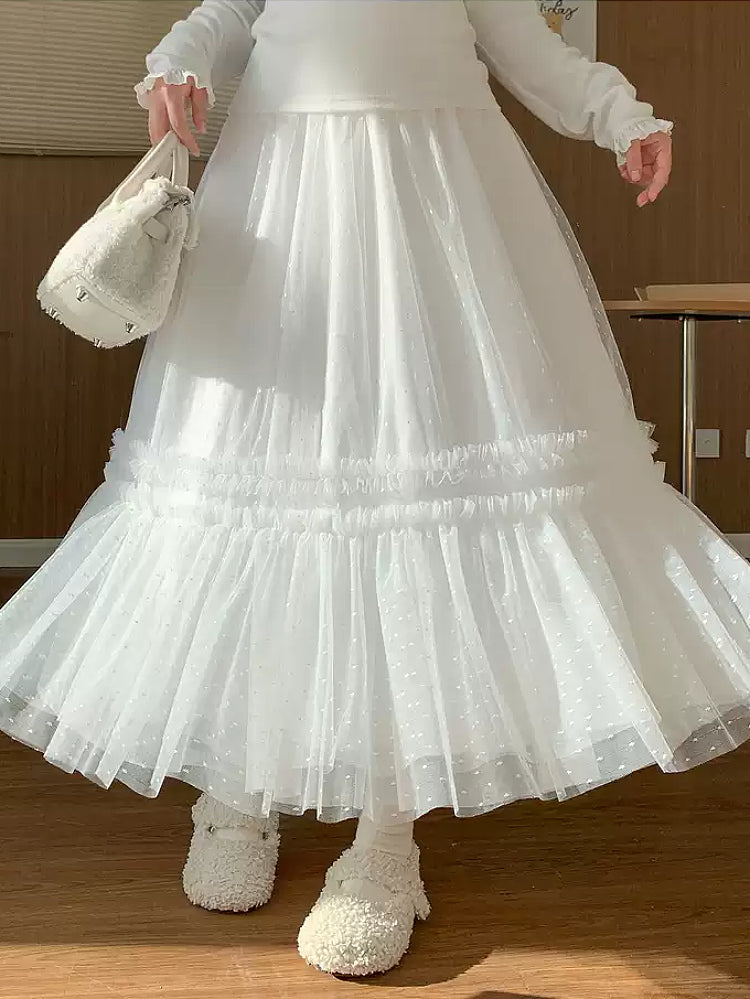 Snow Bloom Lace Tiered Skirts-Bottoms-ntbhshop