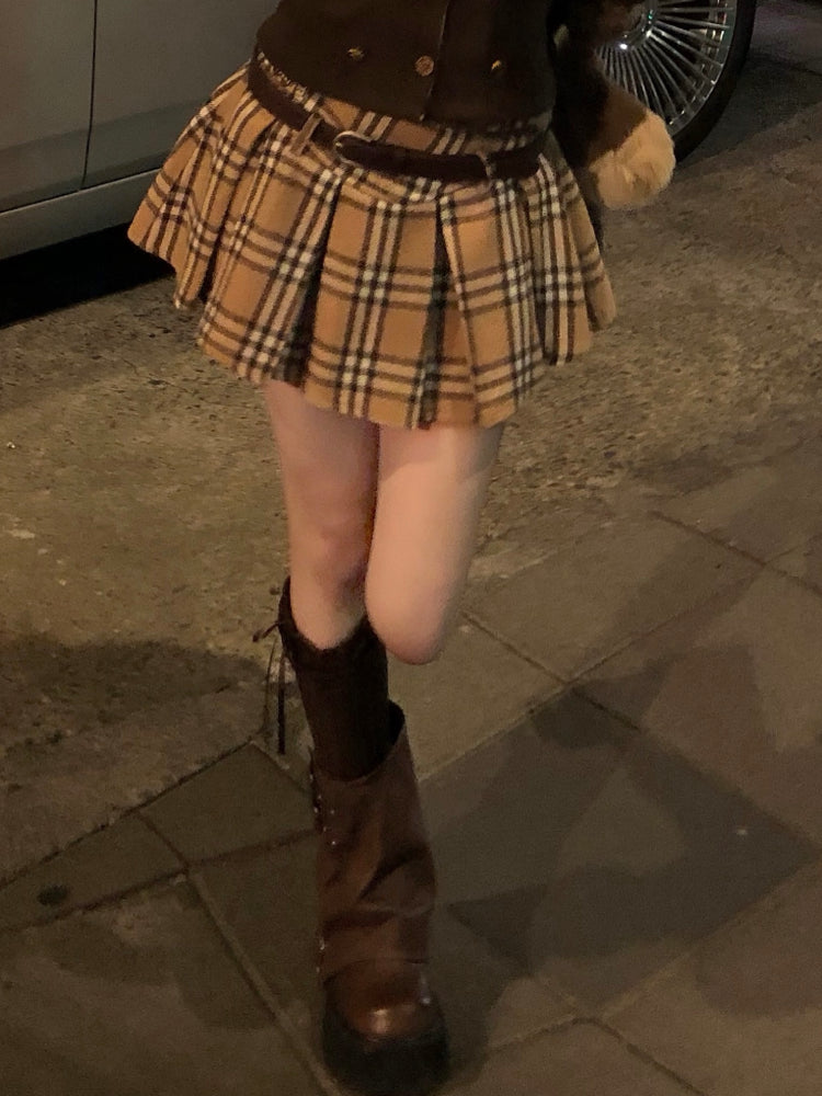 Maillard Cooking Bear Plaid Skirts & Belts-ntbhshop