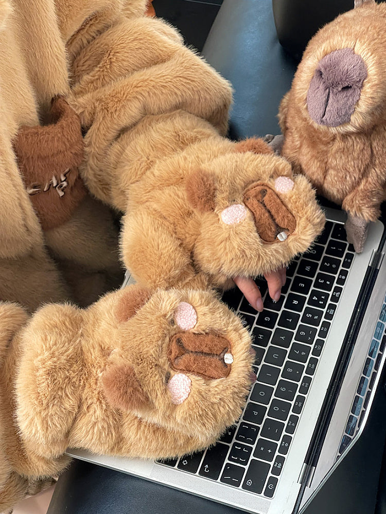 Capybara Cloud Hug Scarf, Earmuffs & Gloves-ntbhshop